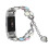 Agate Luminous Bead Decor Metal Replacement Watch Band Wrist Strap for Fitbit Charge 6/5 1