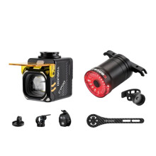TOSUOD C1700 Bicycle Light with Q5 Taillight Carbon Fiber Integrated Handlebar Bracket Wireless Remote Control MTB Front Lamp