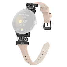 (Style E Google Pixel Watch, Apricot) For Google Pixel Watch/Watch 2 Black Buckle Watch Strap Crown Rhinestone Connector Wrist Band