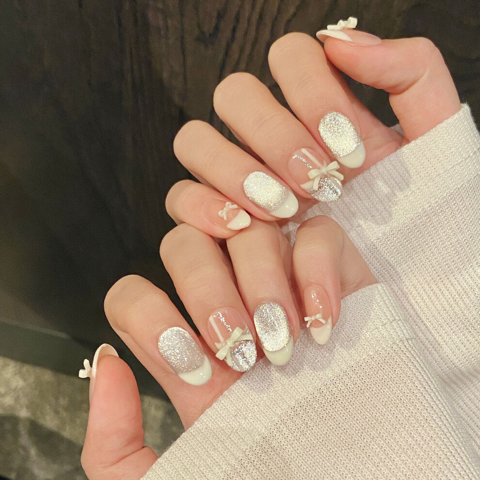 Dcph-Clothing (388) French Tip Cat Fake Nails - Durable & Splitting-Free