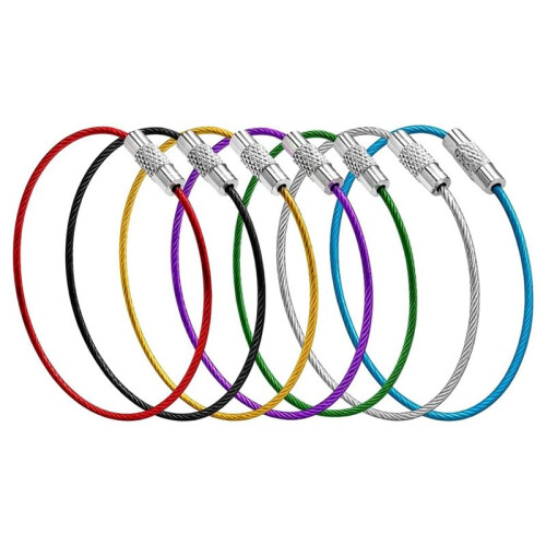 50pcs Wire Keychain Cable, Stainless Steel Cable Keyring , Luggage Tag Loops, Keychain Cable