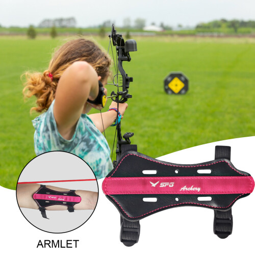(Red) Kids Adjustable Archery Arm Guard - Lightweight Protector