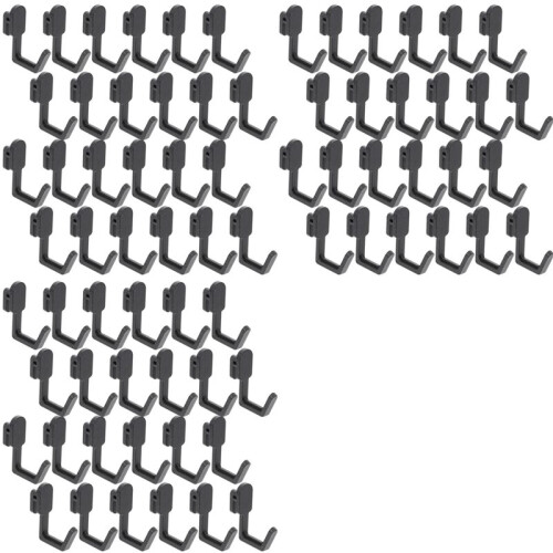 72Pcs Pegboard Hooks J Shape Pegboard Hook Peg Board Tool Organizer Accessories, Black