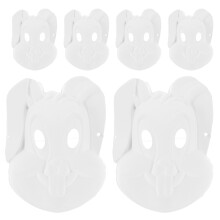 6St Witte Bunny Maskers Pulp DIY Partydecoratie Onbeschilderd