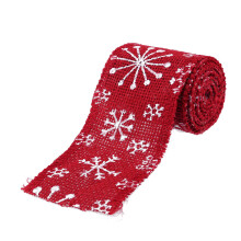 2M Lint Rood Wit Met Sneeuwvlokken Voor DIY Kerst En Huisdecor