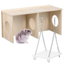Hamster Schuilhuis Hout Met En Antislip Schommel Toy