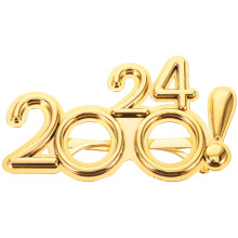 1Paar Nieuwjaars Feestbril Kunststof Gouden Kleur Accessoires 2024