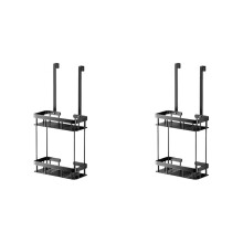 2X Punch Free Wall-Mounted Storage Rack Shower Room over the Door Toiletries Organizer Bathroom Hanging Shelf 2 Layers