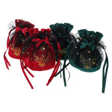 4St Fluwelen Xmas Gift Bags Decoratief Met Trekkoord