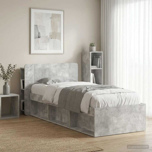 VidaXL vidaXL Headboard Cabinet with Storage Concrete Grey Engineered Wood