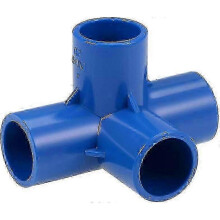 4 Way elbow fitting for furniture with 20mm PVC in blue