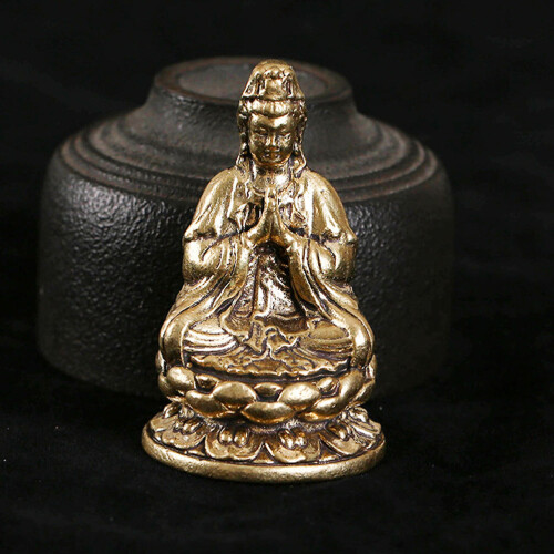 Gouden Messing Avalokitesvara Statue Decor Voor Thuis En Bureau 2