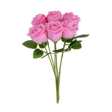 Artificial Rose Bouquet Hot Pink 6 Bundles 13.4 Inch