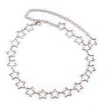 1 PC Silver Star Waist Chain – Adjustable Body Chain Jewelry for Women & Men, Compatible with Jeans, Dresses, Hip Hop Outfits