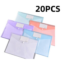 Transparent Press Button File Bags A4 Waterproof 20 Pack