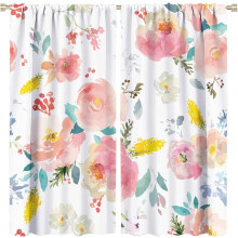 Watercolor Flower Curtains Pink Floral Blackout 42x54in