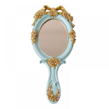 Europese retro handgreepspiegel, handspiegel, ovale handspiegel, hotelfotografie, antieke barok gouden spiegel