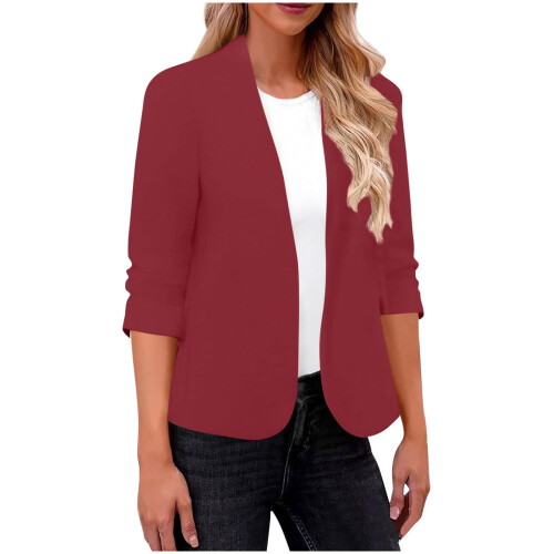 Γυναικεία σακάκια Kukoosong για επιχειρήσεις, casual, με μακριά μανίκια και ανοιχτό 1