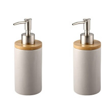 2X Dispenser di Sapone in Ceramica da 400 Ml, Stile Nordico, Dispenser di Lozione Dispenser di Sapone per Cucina E Bagno -Grigio