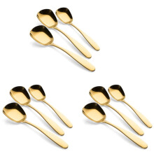 9 Pezzi Cucchiai Piatti Nel Acciaio Inossidabile Cinese Zuppa D'Argento Caffè Tè Cena Cucchiaio D'Oro Imposta Accessori da Cucina-Oro