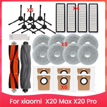 Replacement Accessories Kit for X20 Max, X20 Pro Robot Vacuum Main Side Brush HEPA Filters Mop Pads Dust Bags