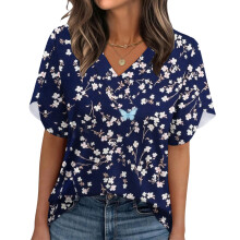 Zomertop voor dames, zonder positie en met-Blauwe L