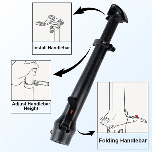 Foldable Bicycle Stem Adjustable Aluminum Handlebar Stem for DAHON FNHON Litepro Folding Bike Left 2
