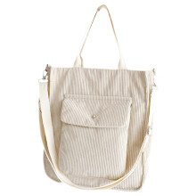 1Witte Corduroy Tote Bag Met Grote Capaciteit Dagelijks Gebruik