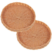 2St Resin Mini Gevlochten Dienblad Voor Miniatuur Huis