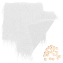 1Set Wit Faux Fur En Kralen Pakket Voor Creatieve Gnoom Knutsel