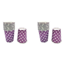 Confezione da 20 Bicchieri di Carta da 250 Ml - Design un Pois - Stoviglie Usa e Getta per Feste Barbecue Estive - Colore Viola