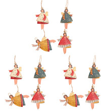 12 Pezzi Christmas Metal Dancing Angel Pendants Albero di Natale Ornamenti Appesi Decorazioni per Bambole Albero di Natale per la Festa Un Casa