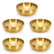 5X Gouden Grote Roestvrijstalen Soepkom van 7,3 Inch, 35OZ Dubbelwandige Sashimischotel, Onbreekbare Kom voor Restaurant Thuis