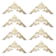 8St 15 x 15cm Gummi Holz Geschnitzt Ecke Onlay Applique Exquisite Unlackiert