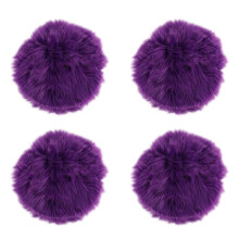 4X Tapijt van Imitatieschapenvachtwol, 30 X 30 cm, Pluizig Zacht Langharig Decoratief Tapijt, Kussen, Stoel, Bankmat (Rond Paars)