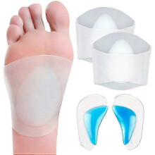 Gel Arch Support Set, 2 Pairs Plantar Fasciitis Sleeves/Shoe Insoles for Flat Feet, Reusable Soft Si