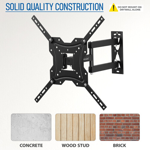 Wall Bracket Mount 26-55 Inch Screens Tilts Swivels Extends Retracts - Black 2