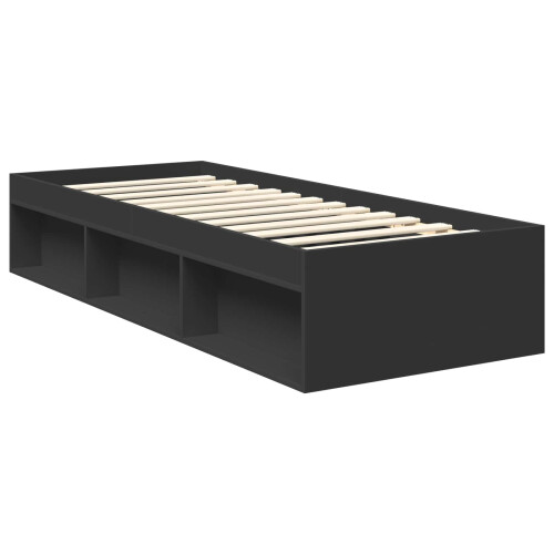 VidaXL vidaXL Bed Frame with Headboard Black 75 x 190 cm Solid Pine Wood 1