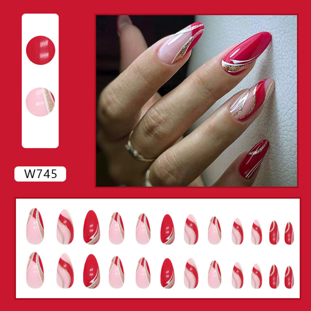 Reach-Tools (Jelly Glue Model) Sequin Stripe False Nails - Easy Apply & Peel Off