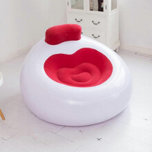 (Pink, Multicolor) Living Room Inflatable Flocked Heart-Shape Lounger Selfie Prop Portable Air Chair Single Sofa - Pink