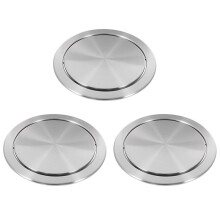 3X Trash Can Lid Simple Trash Grommet Embedded Countertop Round Cover Swing Flap Trash Bin Lid