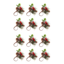 Portatovaglioli Set di 12 Bacche di Aghi di Pino Natale Ringraziamento Vacanze Rustico Fattoria Portatovaglioli Portatovaglioli