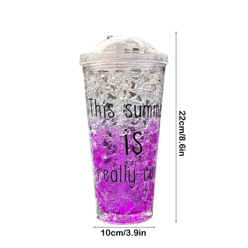 Icy Freezer Mugs Plastic Tumblers with Straw 2 Pack 2