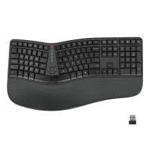 Ergonomische 2,4-GHz-Funktastatur – Gesundheitsfreundliche Tastatur im Split-Design mit gebogenem Layout für Büro und Zuhause
