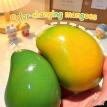 (Matches the image) Handmade Crispy Mango Stress Ball Squeeze Toy, Color-Changing Mango Squishy Fidget Ball, ASMR Sensory Stress Relief Toy