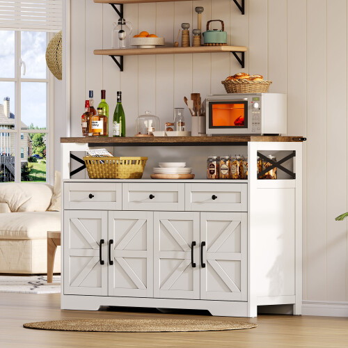 Rustic Sideboard Cabinet With Drawers Storage Buffet Unit For Dining Room 2