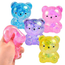 (Matches the image) Fidget Bear Toy Squishy Glitter Gummy Bear Stress Relief Cute Animal Anti Stress Splat Decompression Squeeze Toy