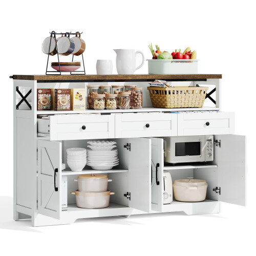 Rustic Sideboard Cabinet With Drawers Storage Buffet Unit For Dining Room 1