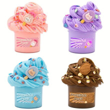 (Matches the image) Scented Butter Fluffy Popsicle Slimes Kit Stretchy Super Soft Sludge Non-Sticky Charms Polymer DIY Party Favors Gifts