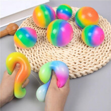 (Matches the image) Slow Rebound Rainbow Flour Stress Relief Ball Creative Gradient Soft Squeeze Toy Kids Adults Finger Training Prank Gift